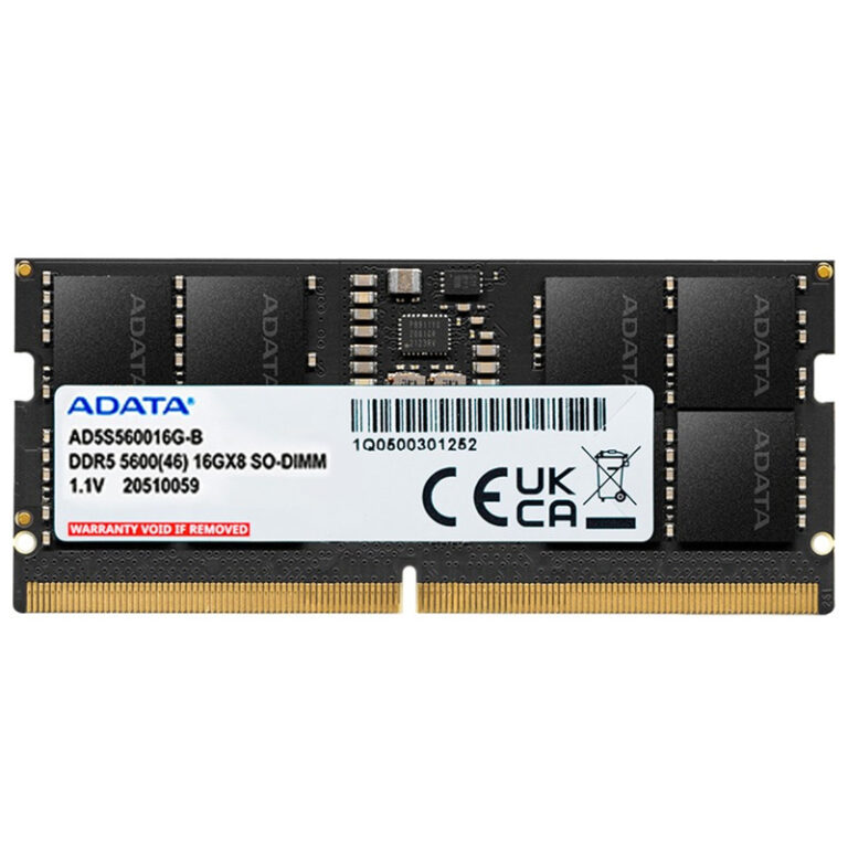 Barrette Mémoire Adata 16Go DDR5 5600MHz SO-DIMM – AD5S560016G-S Tunisie