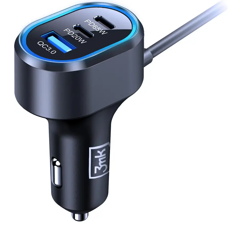 Chargeur de voiture double 3MK 135 W PD QC PPS USB-C USB-A Noir – 5903108605502 Tunisie