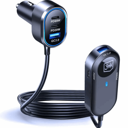 Chargeur de voiture double 3MK 135 W PD QC PPS USB-C USB-A Noir – 5903108605502 Tunisie