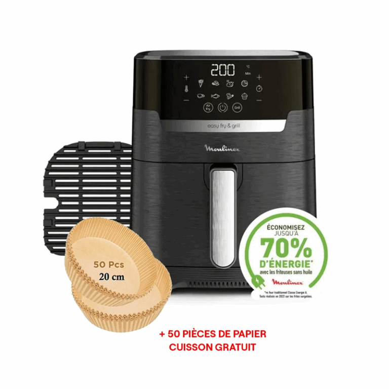 Friteuse Grill Sans Huile 2en1 Moulinex EZ505810 Noir + Papier Cuisson Gratuit Tunisie