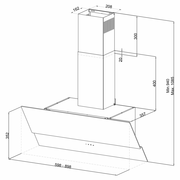 Hotte Décorative Focus GALAXY.60 60 cm Noir Tunisie