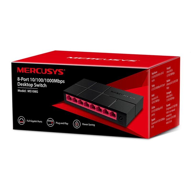 Switch de bureau 8 ports MERCUSYS MS108G / 10/100/1000 Mbps – MS108G Tunisie