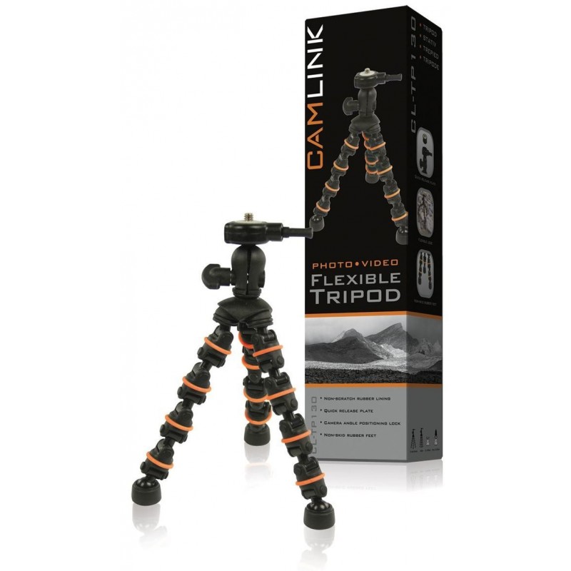 Trépied Flexible Camlink 0.5 Kg 18 CM Noir & Orange – CL-TP130 Tunisie
