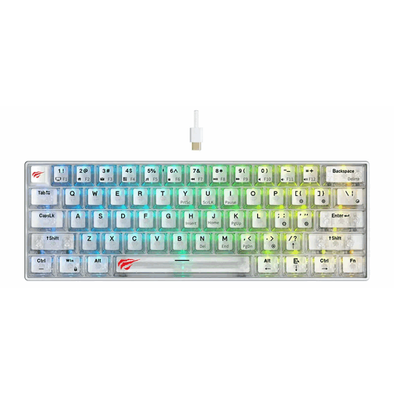 Clavier Gamer Filaire Havit KB903L RGB backlit – Transparent Blanc -KB903L Tunisie