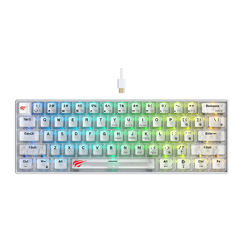 Clavier Gamer Filaire Havit KB903L RGB backlit – Transparent Blanc -KB903L Tunisie