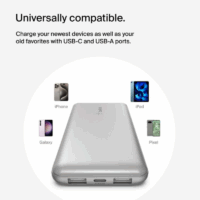 Power Bank Belkin Boost Charge 3 ports 10K  – Gris- BPB011BTGY Tunisie