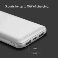 Power Bank Belkin Boost Charge 3 ports 10K  – Gris- BPB011BTGY Tunisie