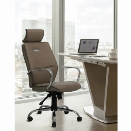 Chaise de bureau Oslo Marron – Base Chrome Tunisie