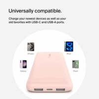 Power Bank Belkin Boost Charge 3 ports 10K – Rose- BPB011BTRG Tunisie