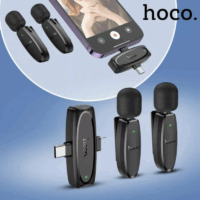 Micro Cravate Sans Fil Hoco  Double avec Récepteur Type-C & Lightning – Noir – L15 Tunisie