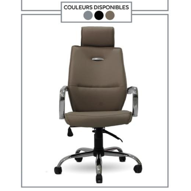 Chaise de bureau Oslo Marron – Base Chrome Tunisie