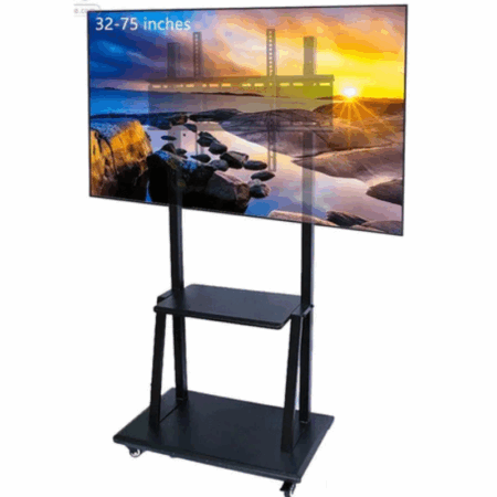 Support tv mobile avec 4 roues de 32″a 75″ – Noir Tunisie