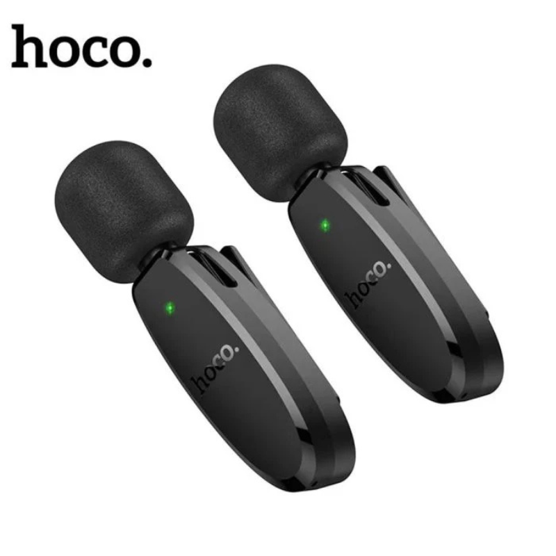 Micro Cravate Sans Fil Hoco  Double avec Récepteur Type-C & Lightning – Noir – L15 Tunisie