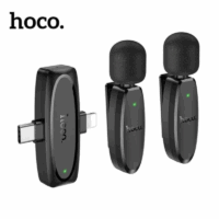 Micro Cravate Sans Fil Hoco  Double avec Récepteur Type-C & Lightning – Noir – L15 Tunisie