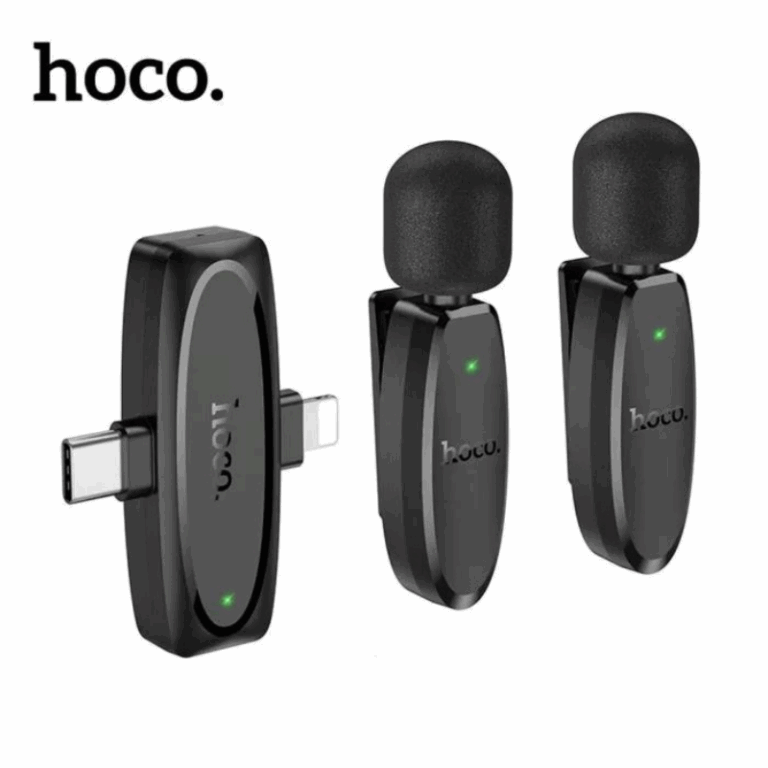 Micro Cravate Sans Fil Hoco  Double avec Récepteur Type-C & Lightning – Noir – L15 Tunisie