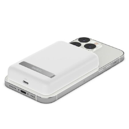 Power Bank BELKIN Boost Charge Magsafe 5000MAH + Support – Blanc -BPD004BTWT Tunisie