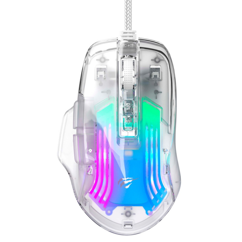 Souris Filaire Optique Gamer Havit Backlit RGB – Blanc -HV-MS1011SE Tunisie