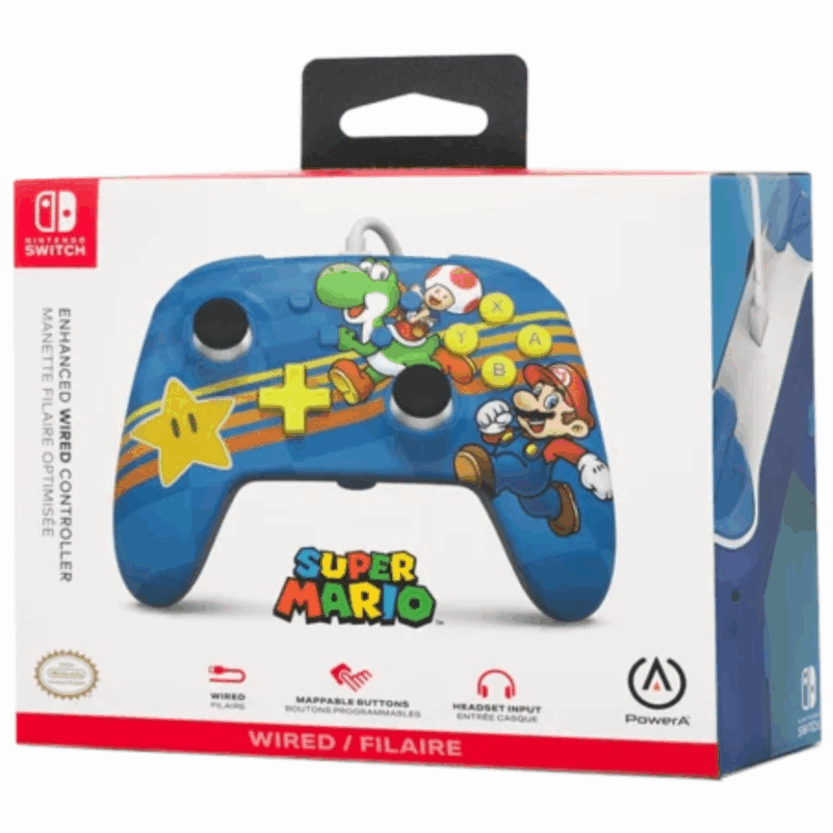 Manette Filaire Nintendo Switch PowerA Mario – Bleu Tunisie