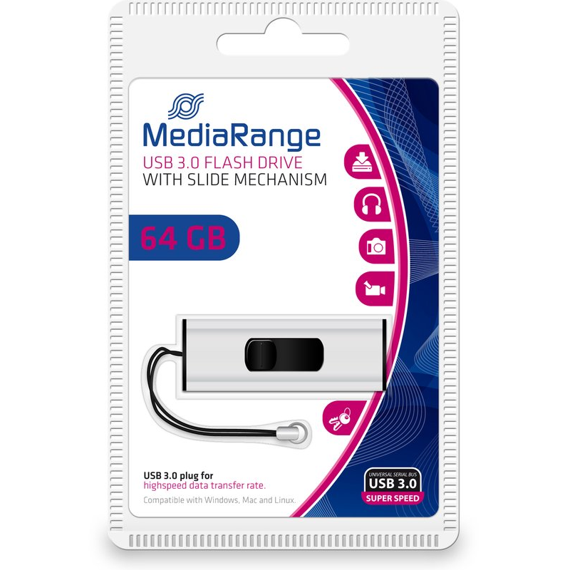Clé USB USB 3.0 64Go MediaRange Noir & Gris – MR917 Tunisie