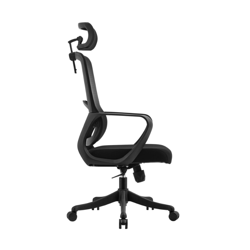 Chaise Directeur Alba Avec Accoudoirs Noir -Base Chrome Tunisie