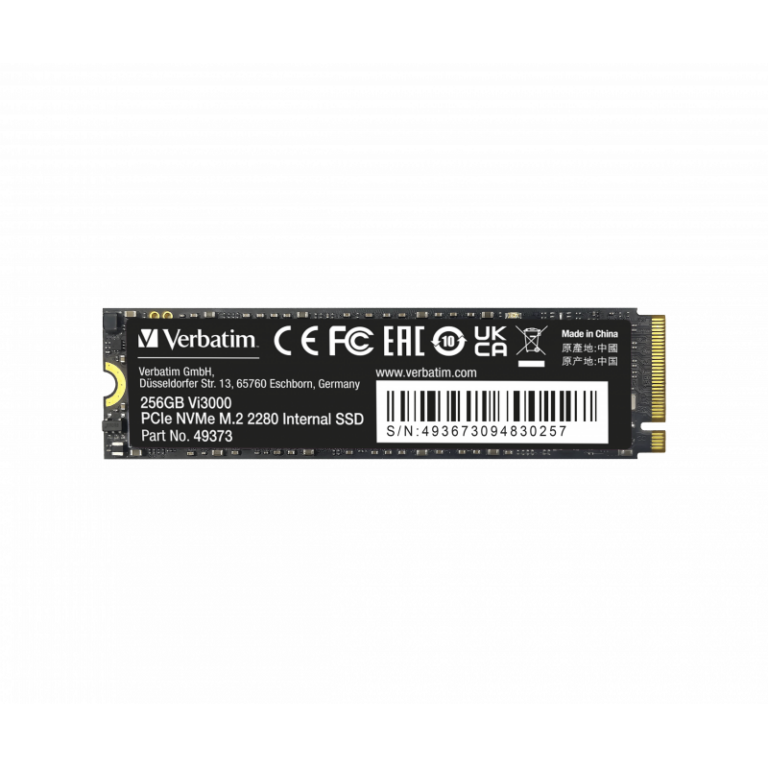 Disque Dur Interne VERBATIM Vi3000 256Go SSD NVMe M.2 2280 – 049373 Tunisie