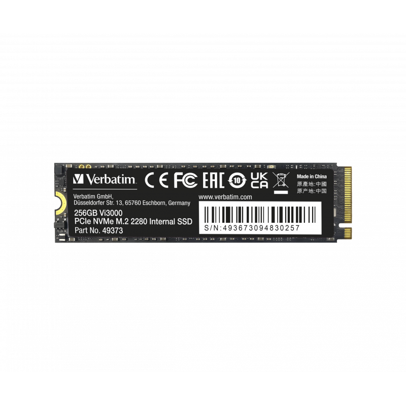 Disque Dur Interne VERBATIM Vi3000 256Go SSD NVMe M.2 2280 – 049373 Tunisie