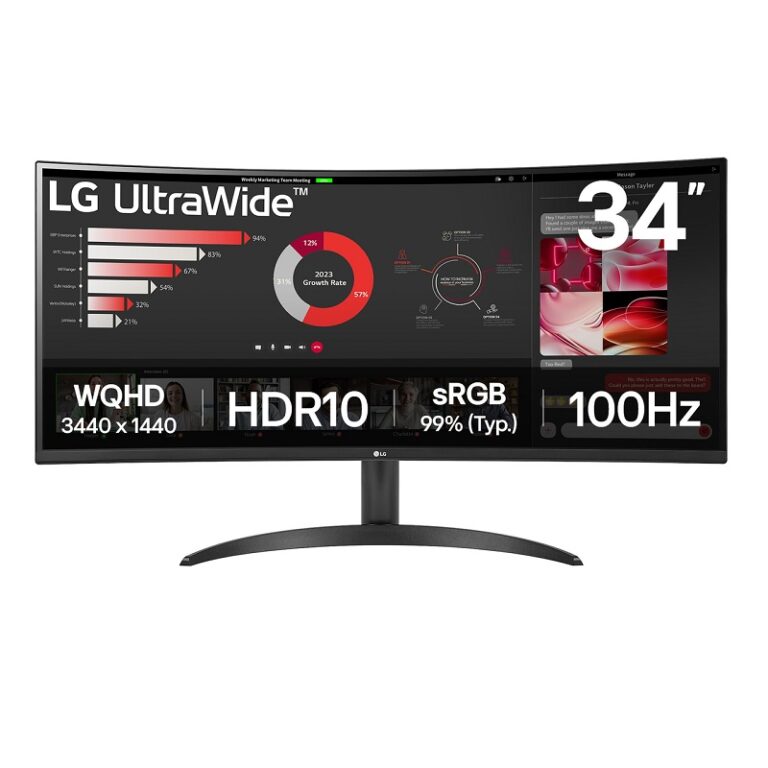 Ecran LG 34″ UltraWide WQHD Curved 100 Hz Noir – 34WR50QK Tunisie