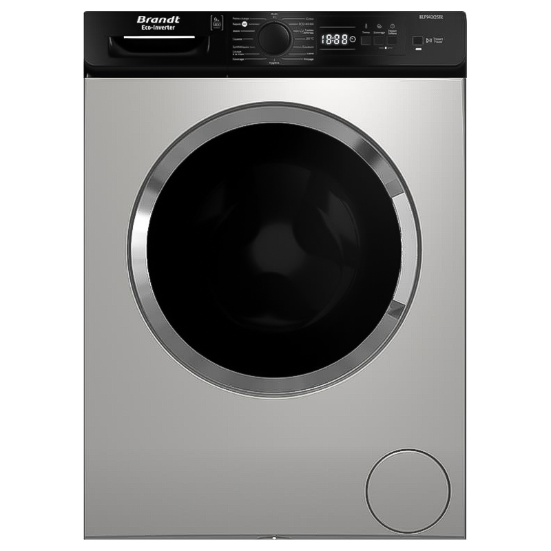 Machine à Laver Frontale Brandt 9 Kg Inverter BLF942QSBL Silver Tunisie