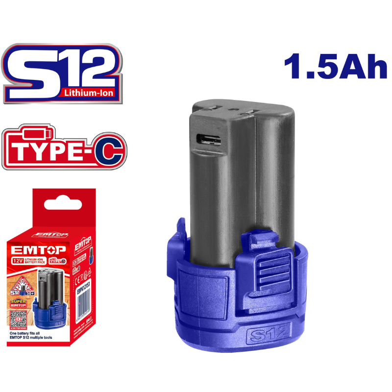 Batterie 12v 1,5 Ah Type-c Emtop – EBPK12153 Tunisie