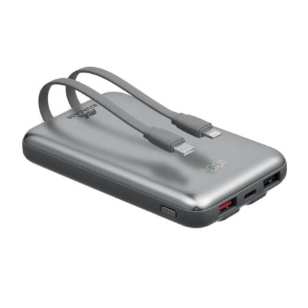 Power Bank RivaCase 20000 mAh Charge Ultra Rapide Pd 30w Avec 2 Câbles Intégrés – Gris – VA2612 Tunisie