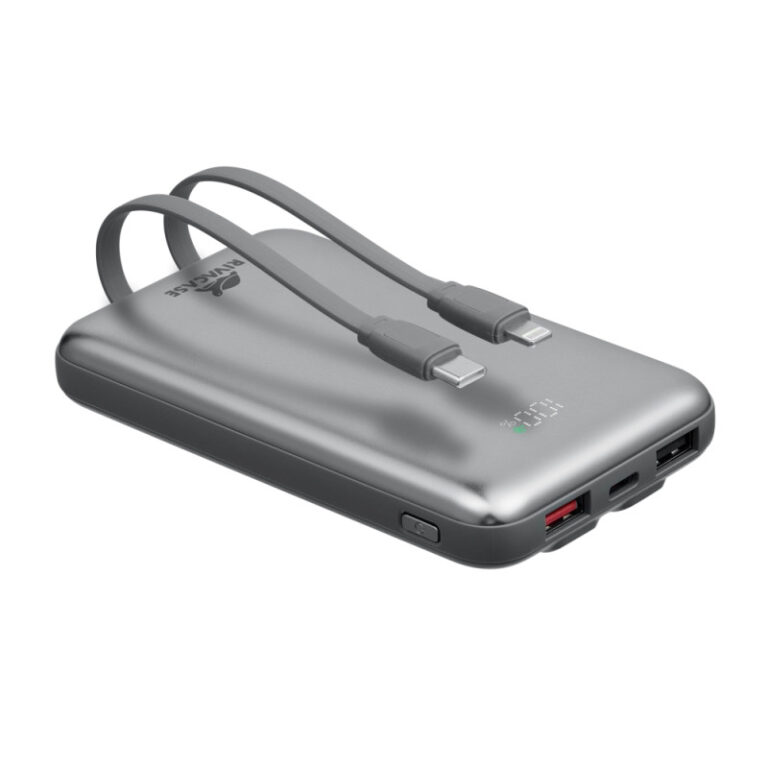 Power Bank RivaCase 20000 mAh Charge Ultra Rapide Pd 30w Avec 2 Câbles Intégrés – Gris – VA2612 Tunisie