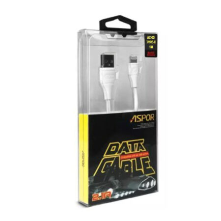 Câble Chargeur ASPOR AC-03 2.1 A – typeC – Blanc Tunisie