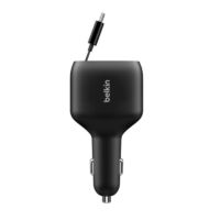 Chargeur de voiture Belkin avec câble rétractable 75 W – Noir – CCC001hqBK Tunisie