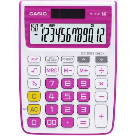 Calculatrice de bureau Casio MJ-12 VC – Rose – CAS-MJ-12-VC-RD Tunisie