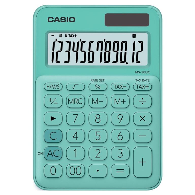 Calculatrice de bureau Casio – MS-20-UC-GN -Bleu Vert Tunisie