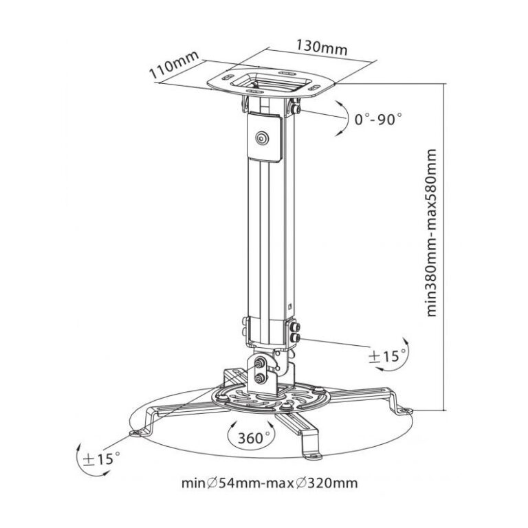 Support de Plafond pour Vidéoprojecteur Sbox 13.5 kg – PM-18S Tunisie