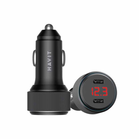 Chargeur Allume Cigare Aluminium Havit Double Usb-c PD30W+PD30W -Noir – HV-CC2014 Tunisie