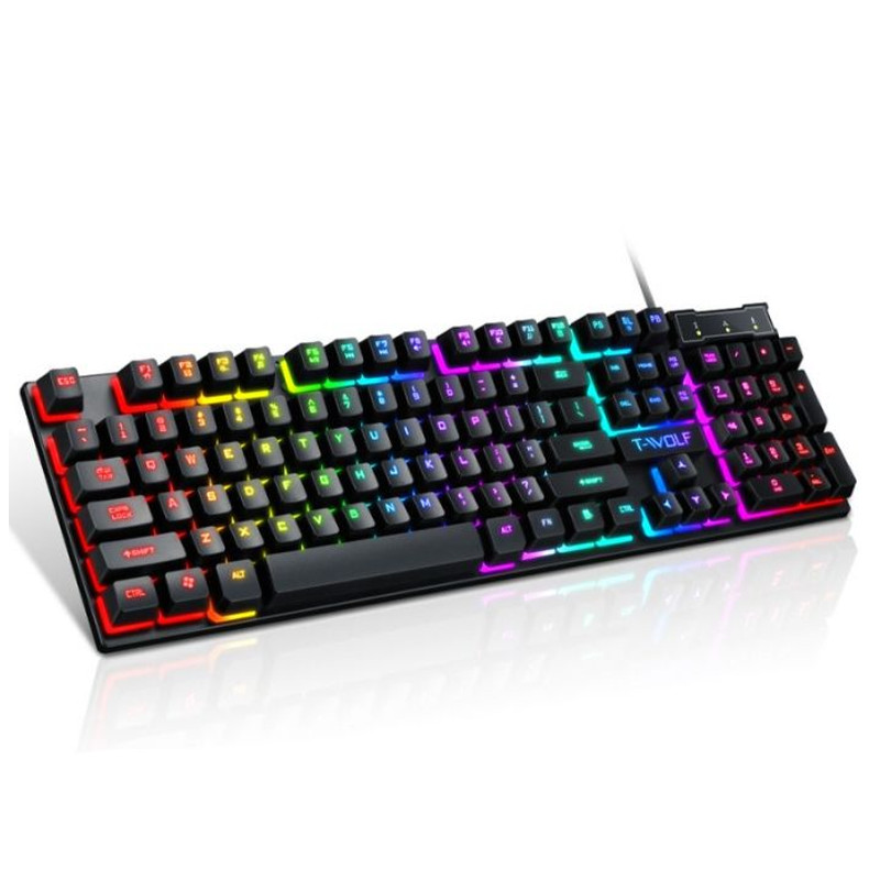 Clavier Gamer Semi Mécanique T Wolf T-T20 RGB – Noir -T-T20 Tunisie