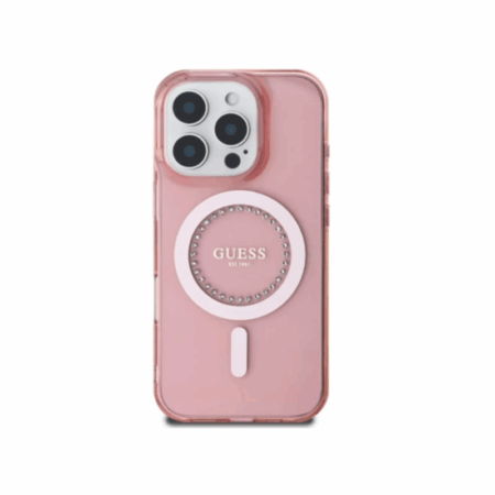 Coque MagSafe Guess IML Strass pour iPhone 16 Pro Max – Rose – 30608 Tunisie