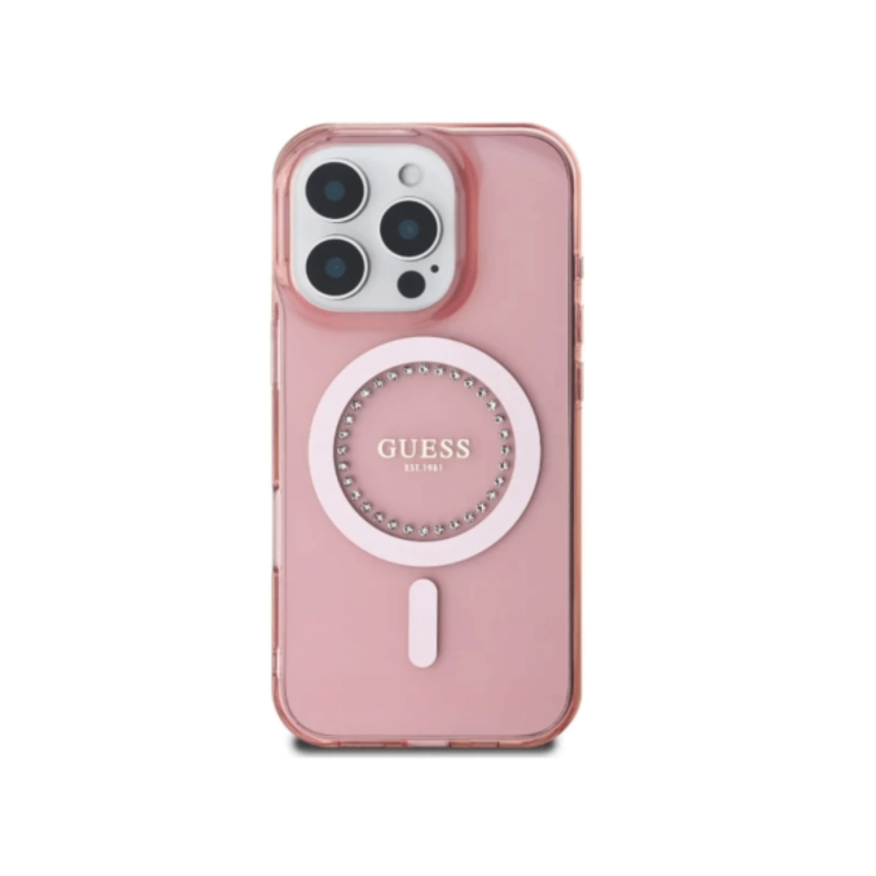 Coque MagSafe Guess IML Strass pour iPhone 16 Pro Max – Rose – 30608 Tunisie