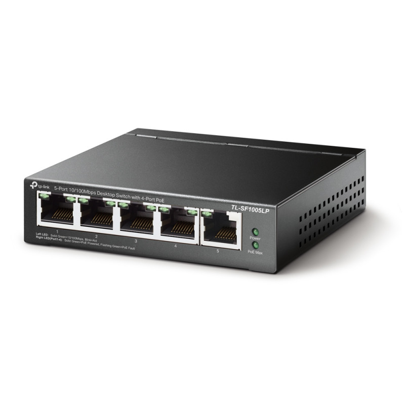 Switch De Bureau TP-LINK 5 Ports 10/100 Mbps Avec 4 Ports PoE – Noir -TL-SF1005LP Tunisie