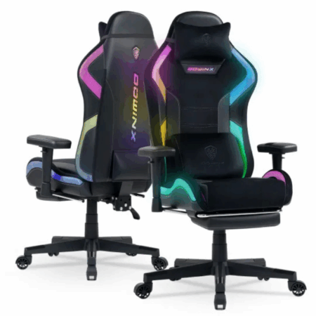 Chaise Gaming Dowinx Avec Fonction Massage Et Repose Pied Led RGB – LS66D2 – Noir Tunisie