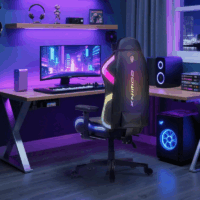 Chaise Gaming Dowinx Avec Fonction Massage Et Repose Pied Led RGB – LS66D2 – Noir Tunisie
