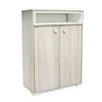 Porte Chaussures Sotufab 2 Portes Avec Niche – Chêne Brut & Blanc – PC47CB/BC Tunisie
