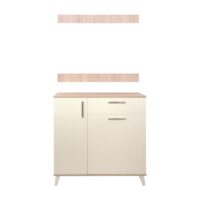 Porte Chaussures Sotufab Diva Avec Miroir – Chêne Brut & Blanc – PC36CB/BC00 Tunisie