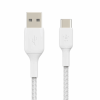 Câble De Charge Belkin Tresse BoostCharge USB-A Vers USB-C 1M – Blanc- CAB002BT1MWH Tunisie