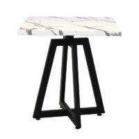 Table Bistrot Mega 70×70 Cm Werzalit Socle Métallique Sotufab – Blanc Fleur Noir – TBIS135 Tunisie