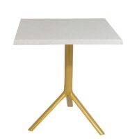 Table Bistrot Noa 3 Pieds 70×70 Cm Werzalit Socle Peinture Doré Sotufab – Blanc Rotin – TBIS144DR Tunisie