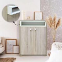 Porte Chaussures Sotufab 2 Portes Avec Niche – Chêne Brut & Blanc – PC47CB/BC Tunisie