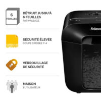 Destructeur de Documents Fellowes LX-25 Coupe Croisée – Noir – FEL-DEST41 Tunisie